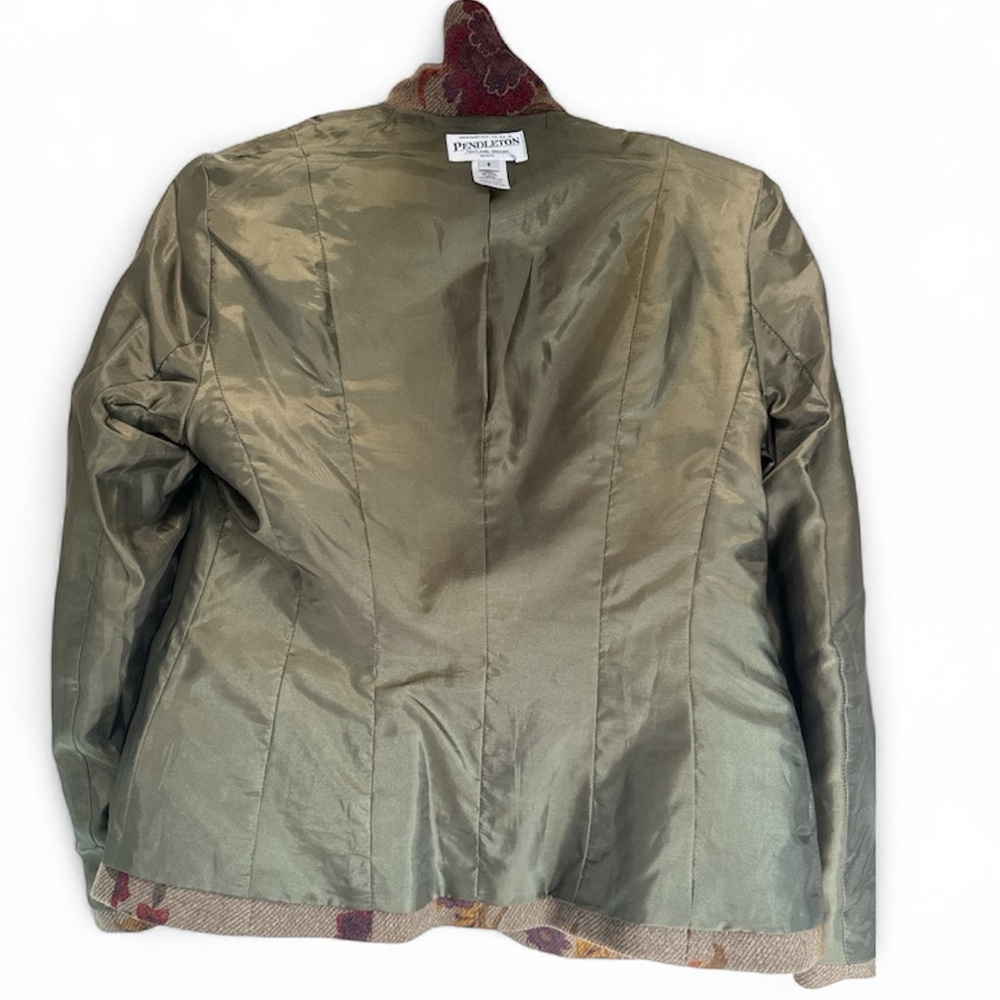 Pendleton Petite Floral Olive Green Wool Blend Jacket Size 6 - Picture 4 of 7